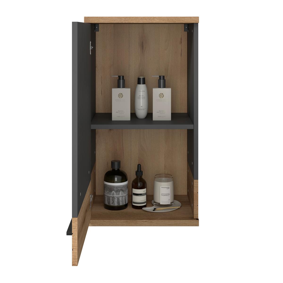 Viseći Element Cotia - boje hrasta/crna, Moderno, drvni materijal/metal (40/73/30cm) - James Wood