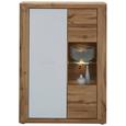 Highboard in Weiß/Eichefarben - Eichefarben/Silberfarben, KONVENTIONELL, Glas/Holzwerkstoff (91/127/35cm) - MODERN LIVING