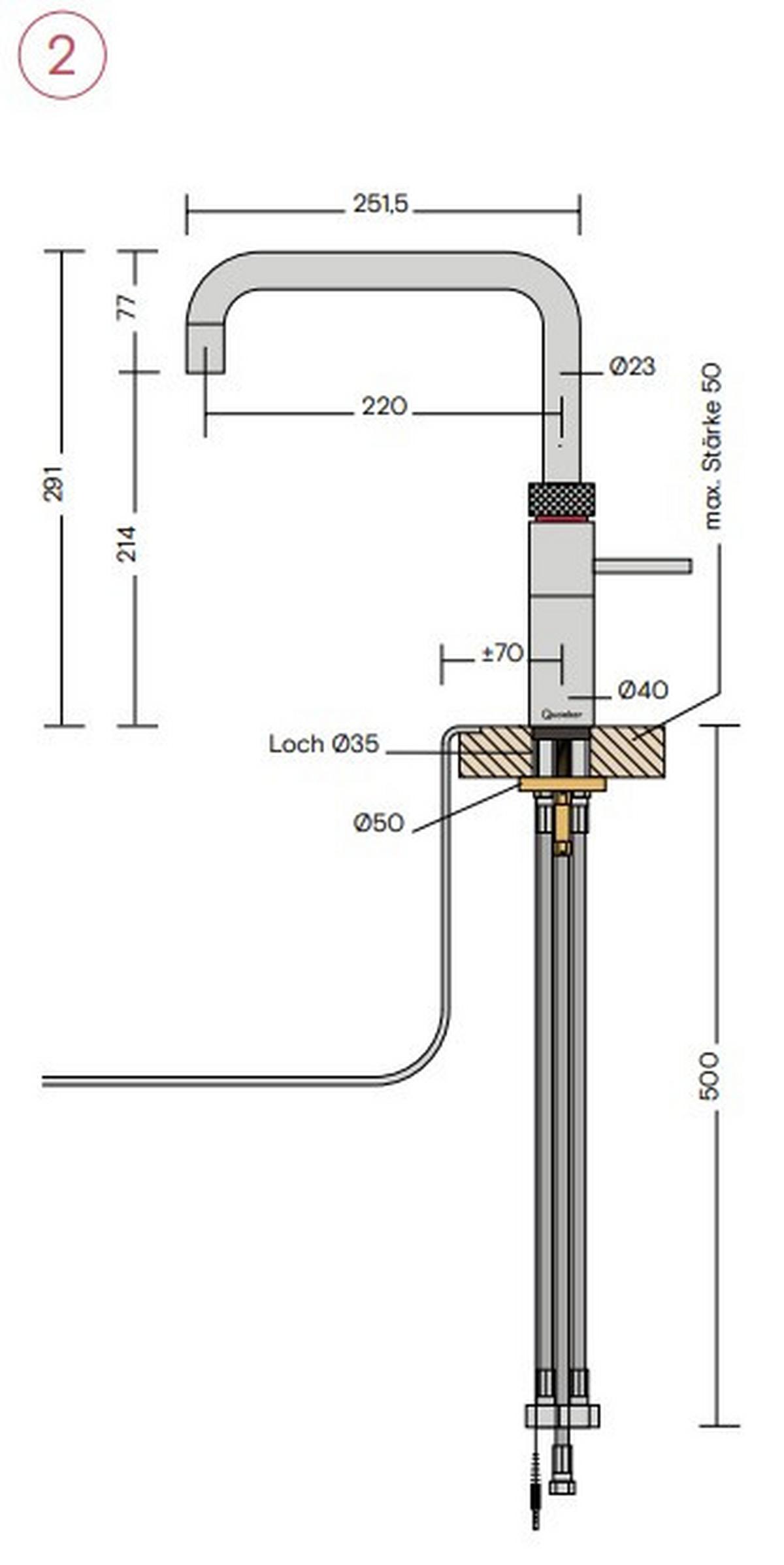 Küchenarmatur FNSBLK - Schwarz, MODERN, Metall (29,1cm) - Quooker