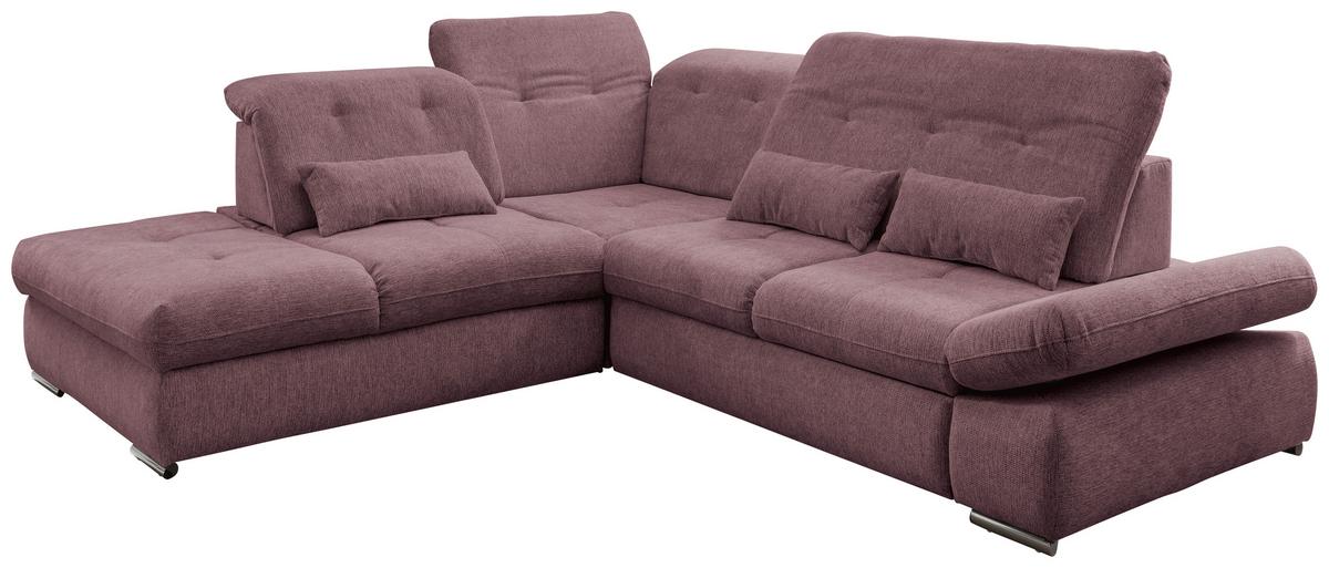 Wohnlandschaft Dalida Brombeere Chenille - Chromfarben/Brombeere, Design, Textil/Metall (254/280cm) - Livetastic
