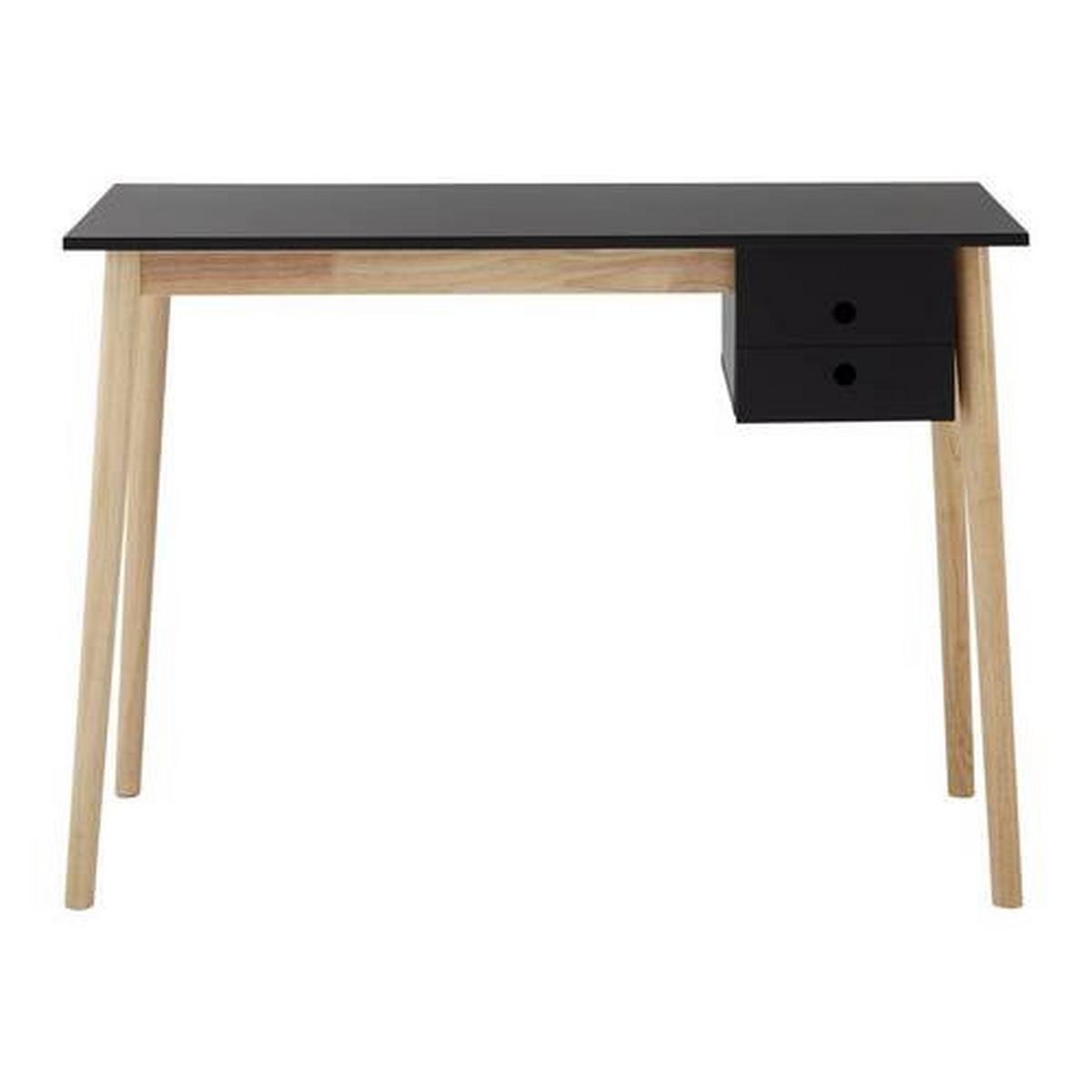 Schreibtisch Melanie Schwarz Echtholz/MDF ca. 160x48 cm - Schwarz/Naturfarben, MODERN, Holz (106/48/77cm) - Bessagi Home