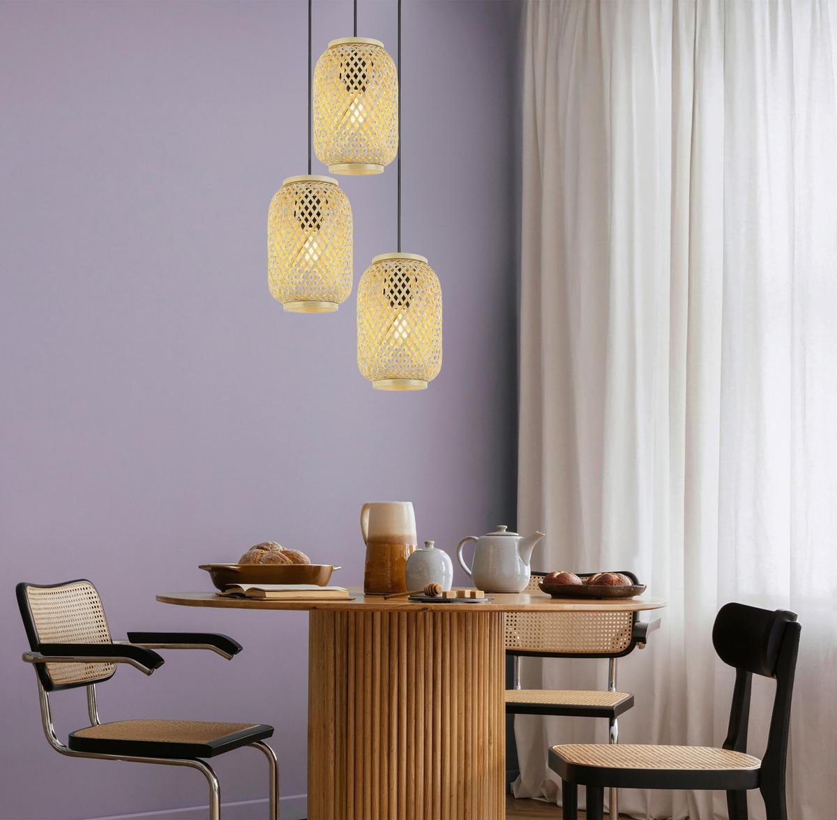 LAMPA WISZĄCA MONIQUE - kolor naturalny/czarny, Trend, materiały naturalne/metal (41/120cm) - Novel