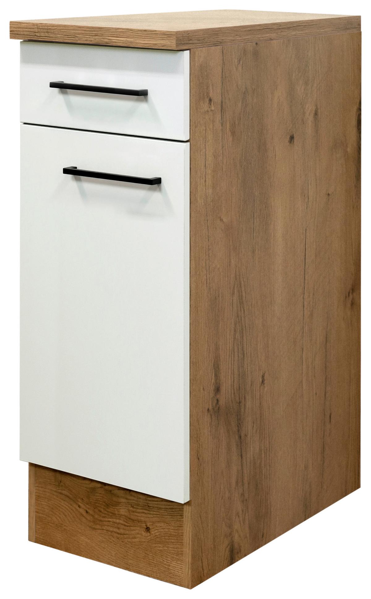 Küchenunterschrank Avila Eichefarben/Magnolie - Eichefarben/Magnolie, KONVENTIONELL, Holzwerkstoff/Metall (30/85/57cm) - FlexWell