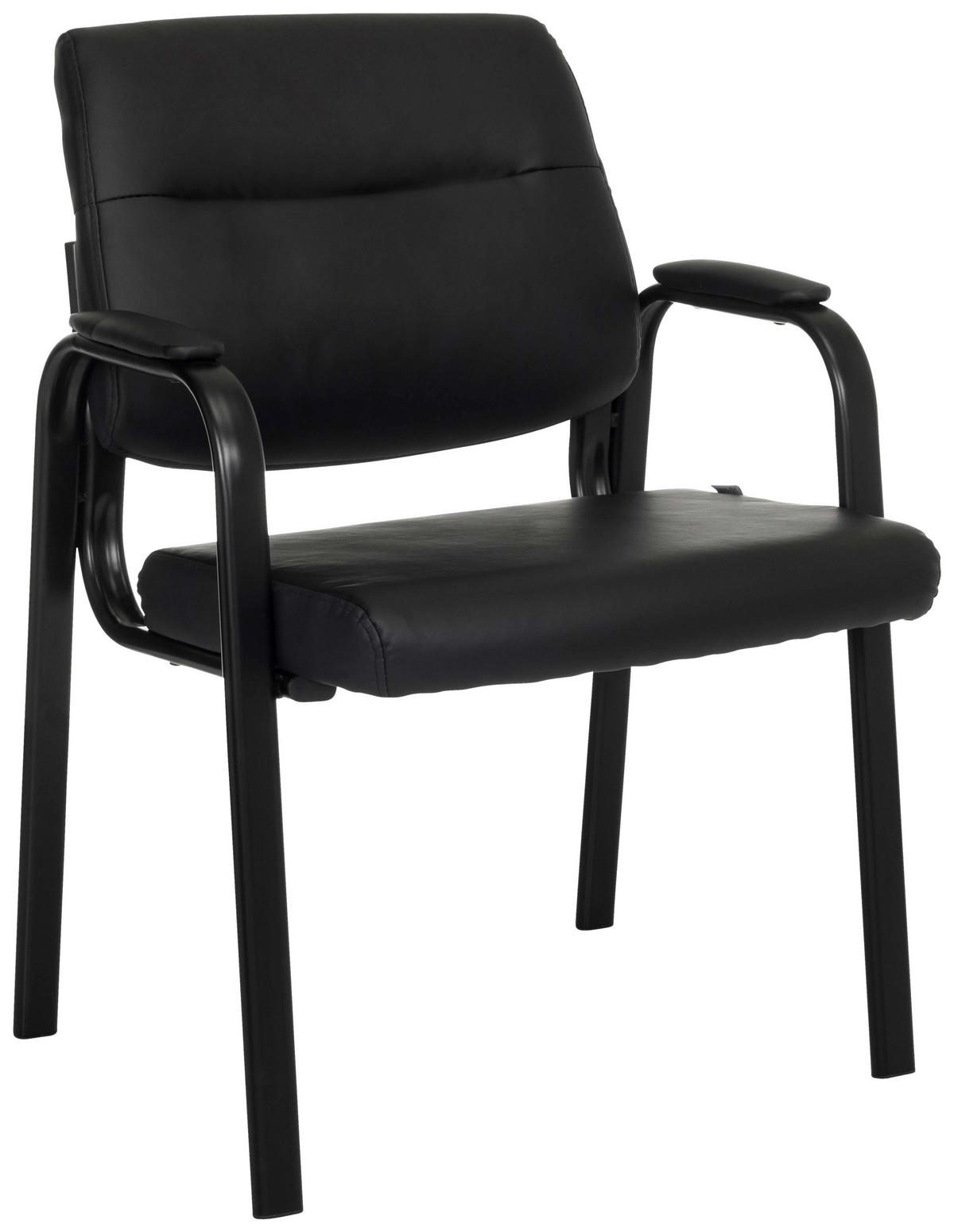 Besucherstuhl Advie V PU Schwarz - Schwarz, MODERN, Leder/Metall (60/85/64cm) - MID.YOU