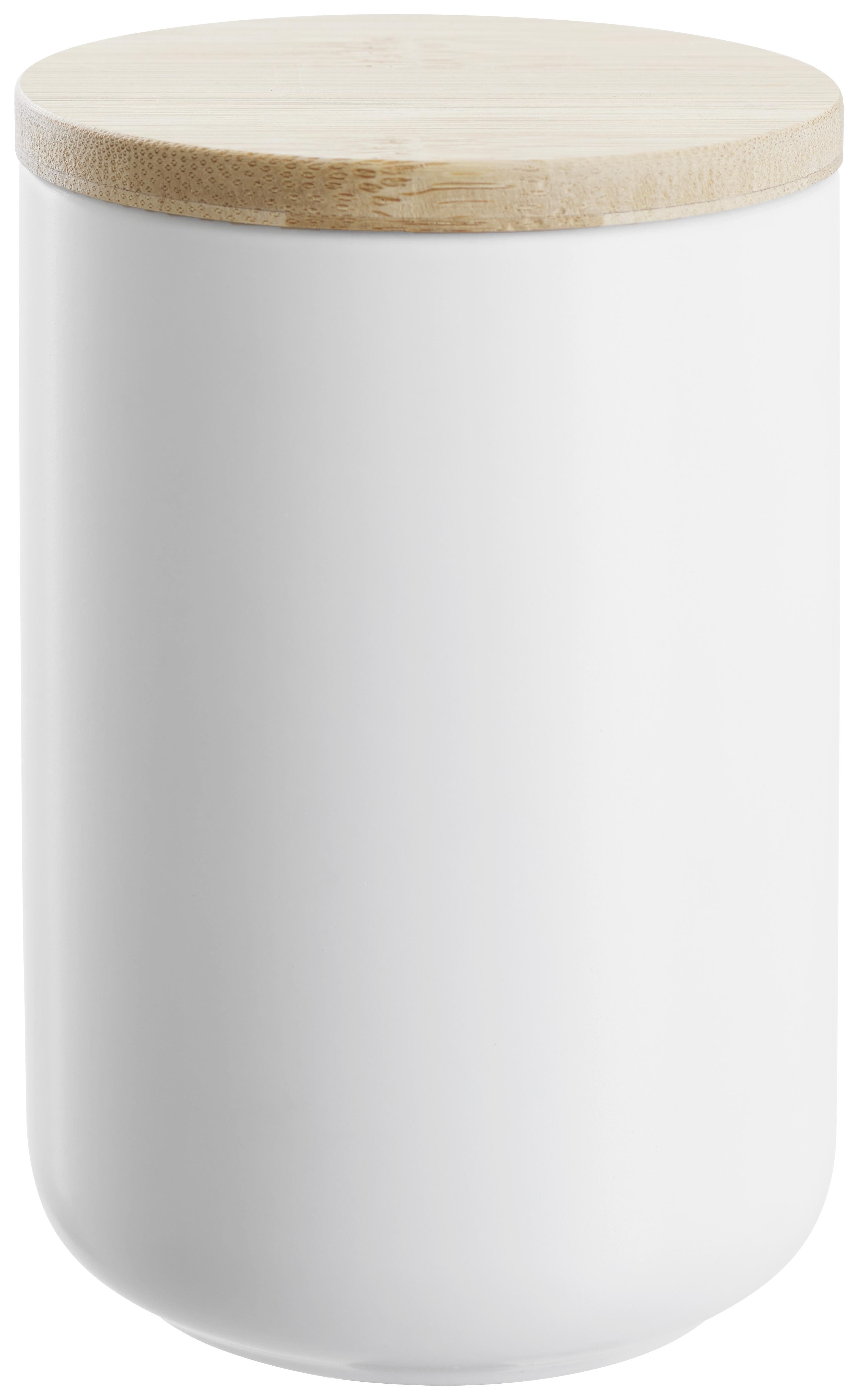 Vorratsdose Svea 0,7L in Weiß - Naturfarben/Weiß, MODERN, Holz/Keramik (10/14,5cm) - Premium Living