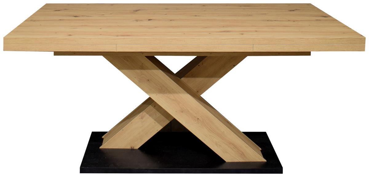 Raztegljiva Miza Komfort 2.0 X - črna/hrast artisan, Moderno, leseni material (180-280/90/76cm) - Mömax