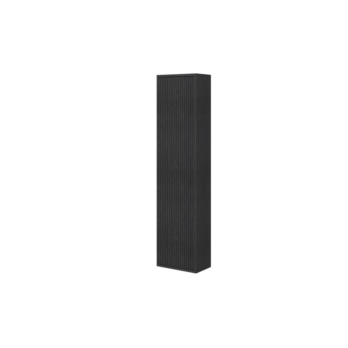 Dulap înalt Sidney - alb lucios intens/negru, Modern, ceramică/material pe bază de lemn (35/136/15cm)