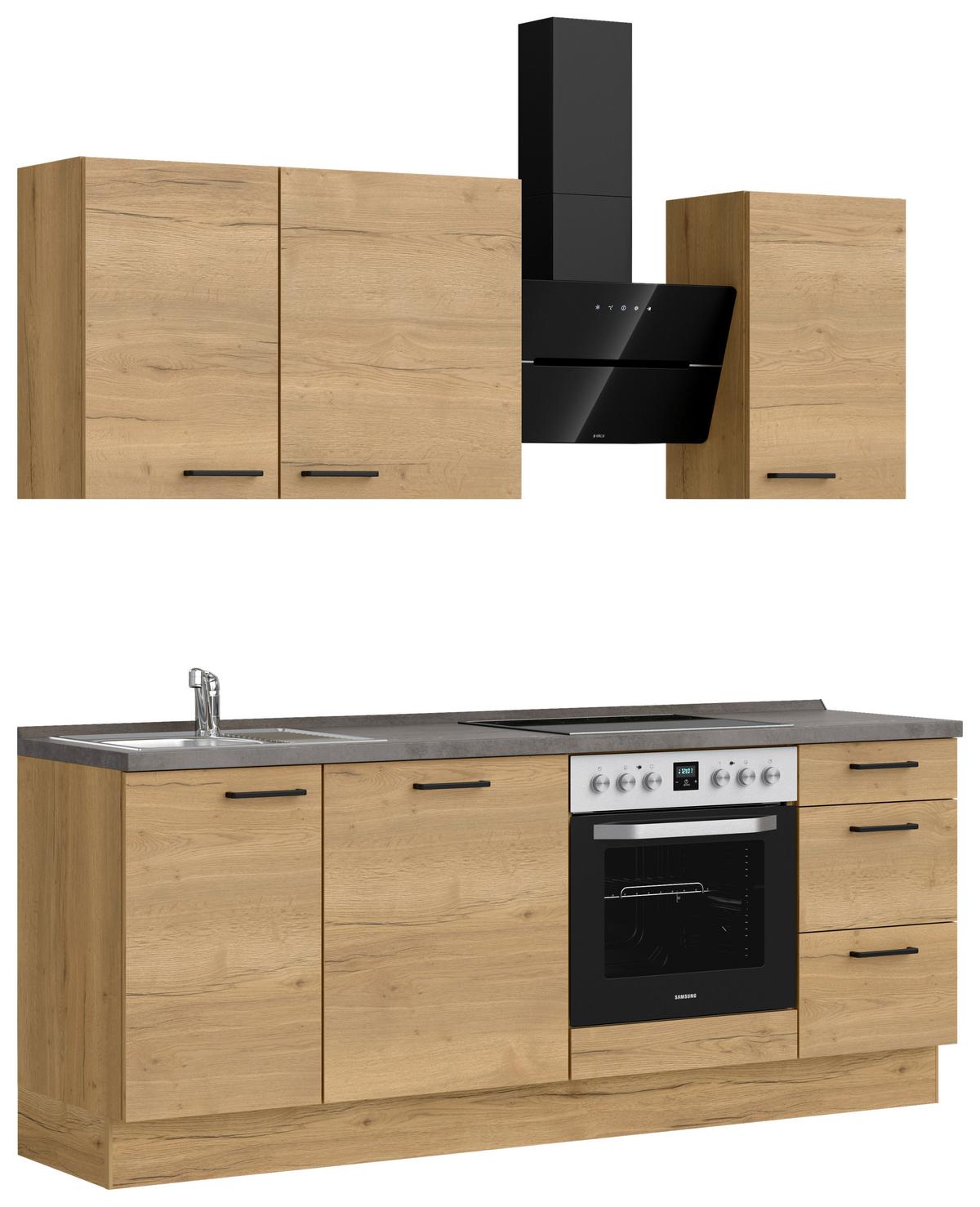 Küchenleerblock Structura High o. Geräte Eiche - Schieferfarben/Eichefarben, MODERN, Holzwerkstoff/Metall (210cm) - Nobilia