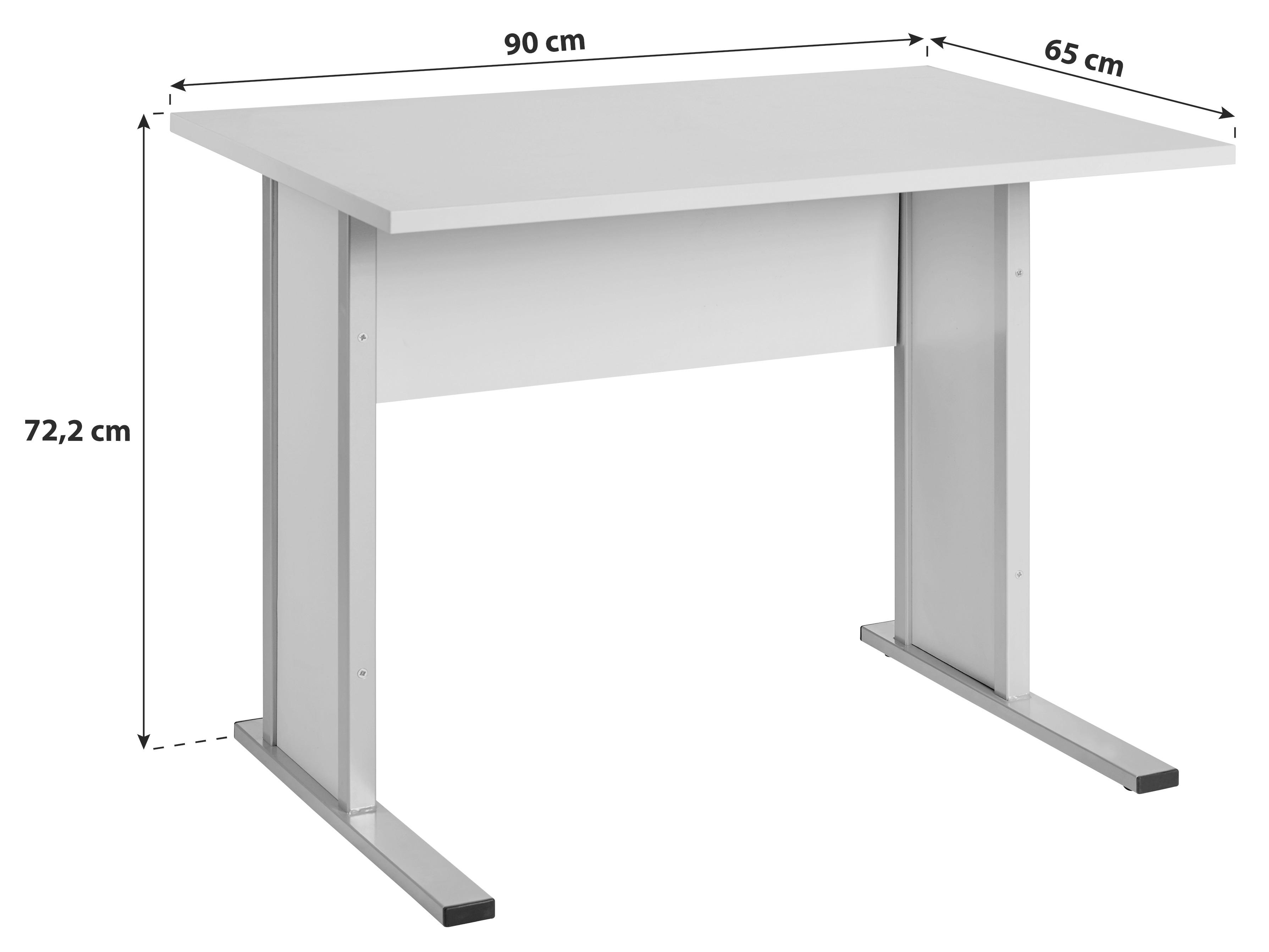 Schreibtisch "Serie 4000" ca 90x65 cm, buche - Buchefarben/Silberfarben, Basics, Holzwerkstoff/Metall (90/65/72,2cm) - MID.YOU