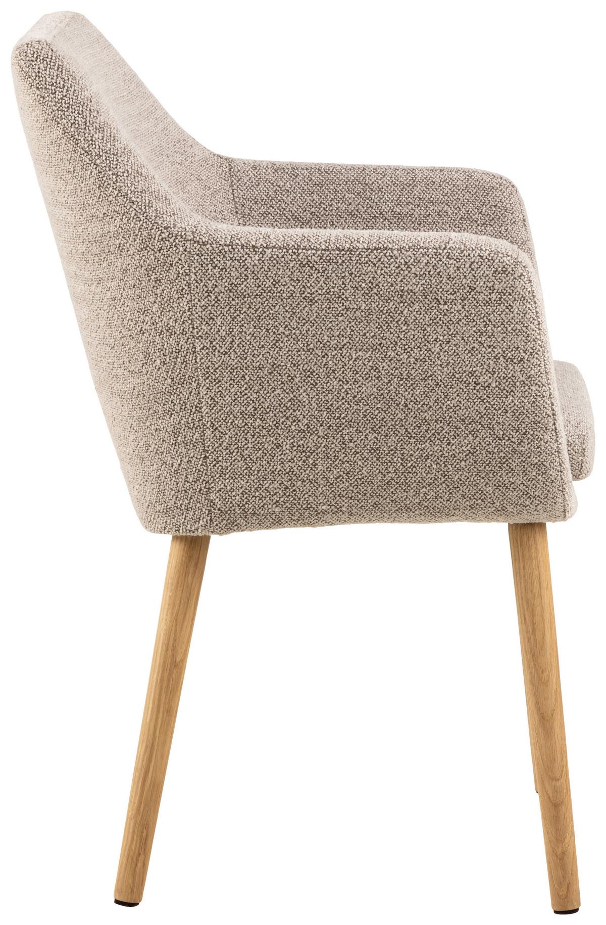 KRZESŁO Z PODŁOKIETNIKAMI NORA - beżowy/kolor dębowy, Konventionell, tkanina/drewno (58/84/58cm) - MID.YOU