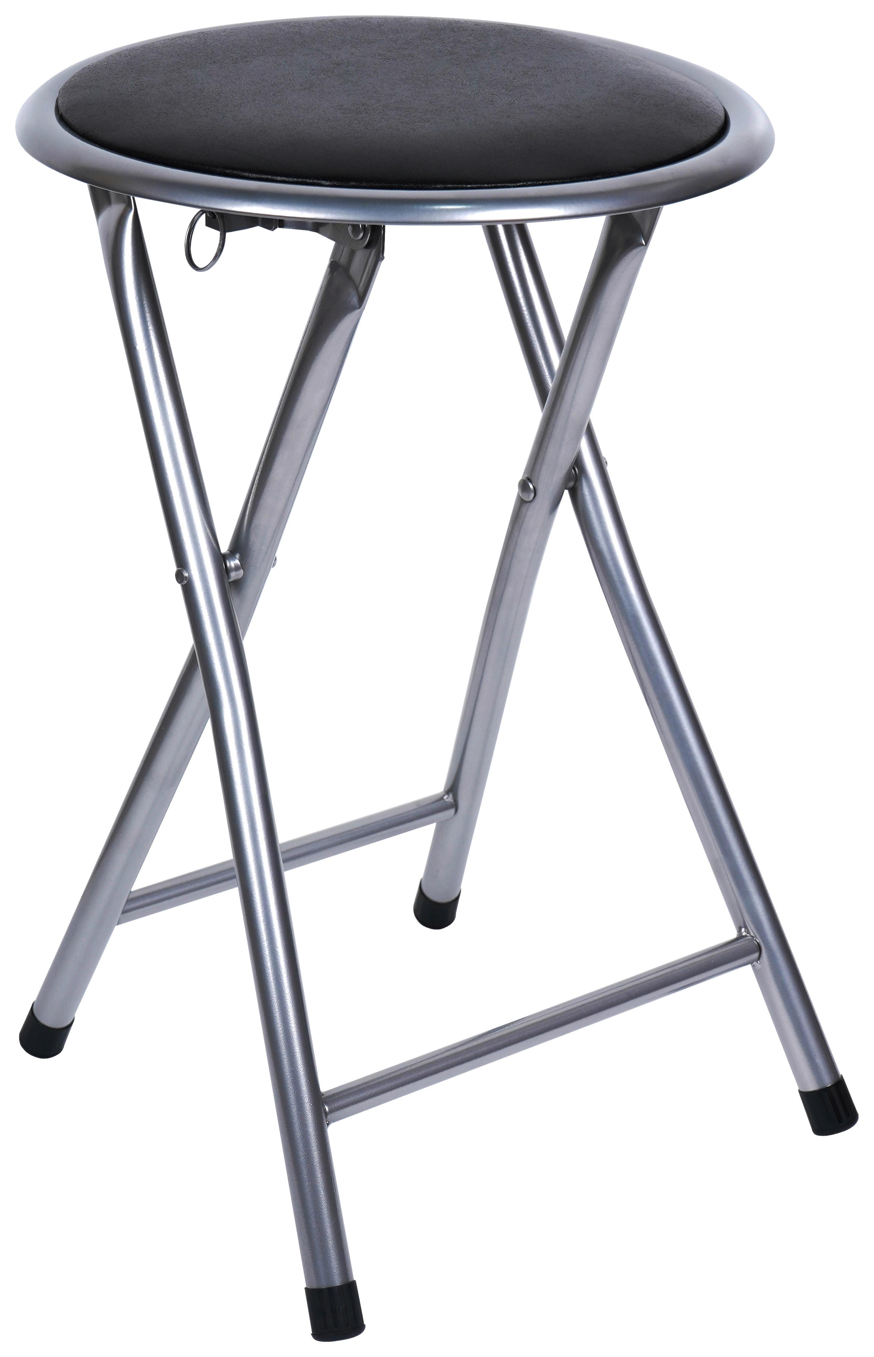 Preklopna Stolica Ouzo 2 - srebrne boje/crna, Moderno, drvni materijal/metal (30/45/30cm) - Modern Living