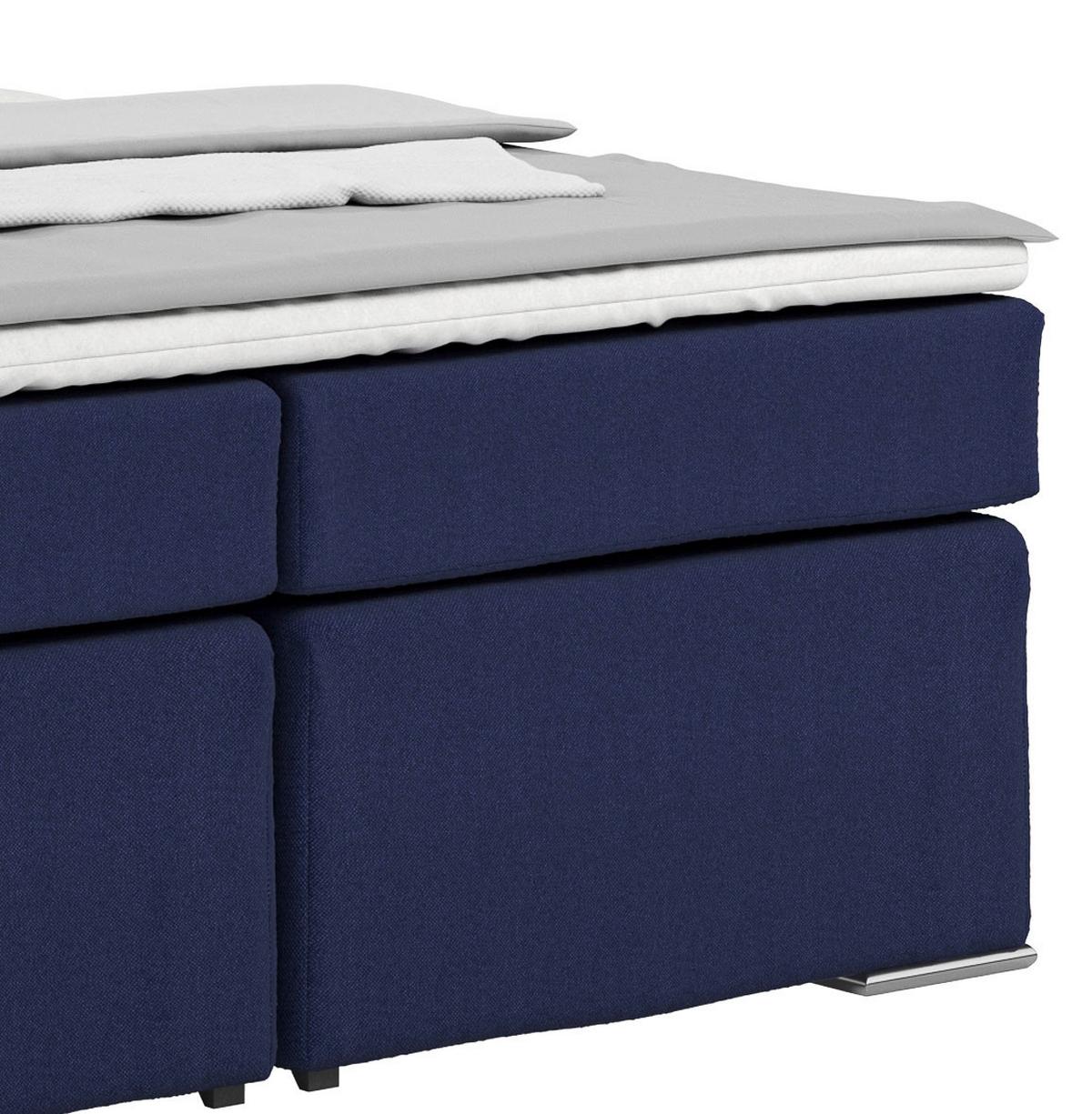 Boxspring Krevet Nero - tamno plava/boje kroma, Konvencionalno, tekstil/metal (160/200cm) - Based