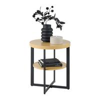 Stočić Rondo - crna/hrast artisan, Konvencionalno, metal/pločasti materijal (50/50/55cm) - Modern Living