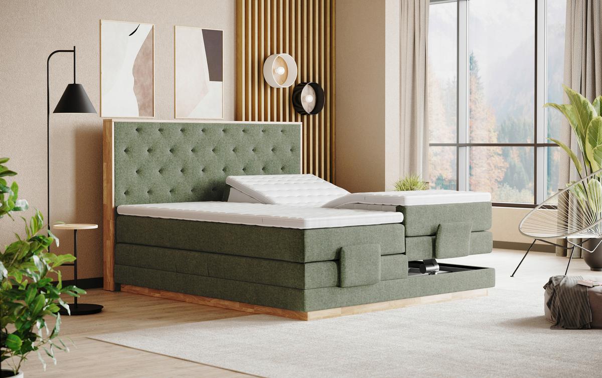 Boxspring Ágy Palma Ii. Bxb - zöld, Modern, faalapú anyag/textil (180/200cm)