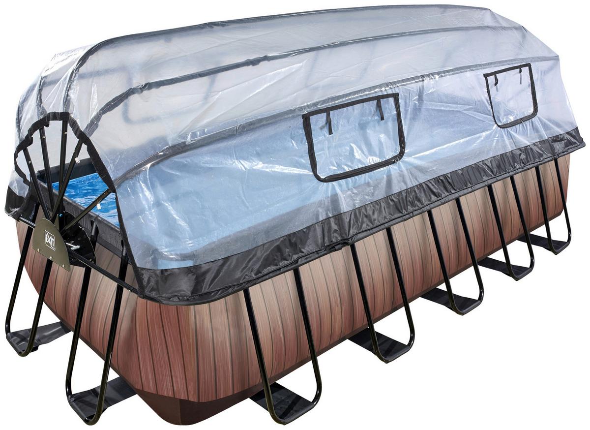 Bazen Exit Wood Pool, Črpalka S Peščenim Filtrom, 540x250cm - rjava, Konvencionalno, kovina (540/250/122cm) - EXIT Toys