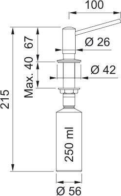 Spülmittelspender 1190177893 Edelstahlfarben ca. 250ml - Edelstahlfarben, Metall (21,5cm) - Franke