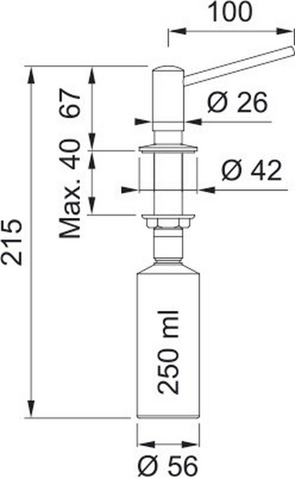 Spülmittelspender 1190177893 Edelstahlfarben ca. 250ml - Edelstahlfarben, Metall (21,5cm) - Franke