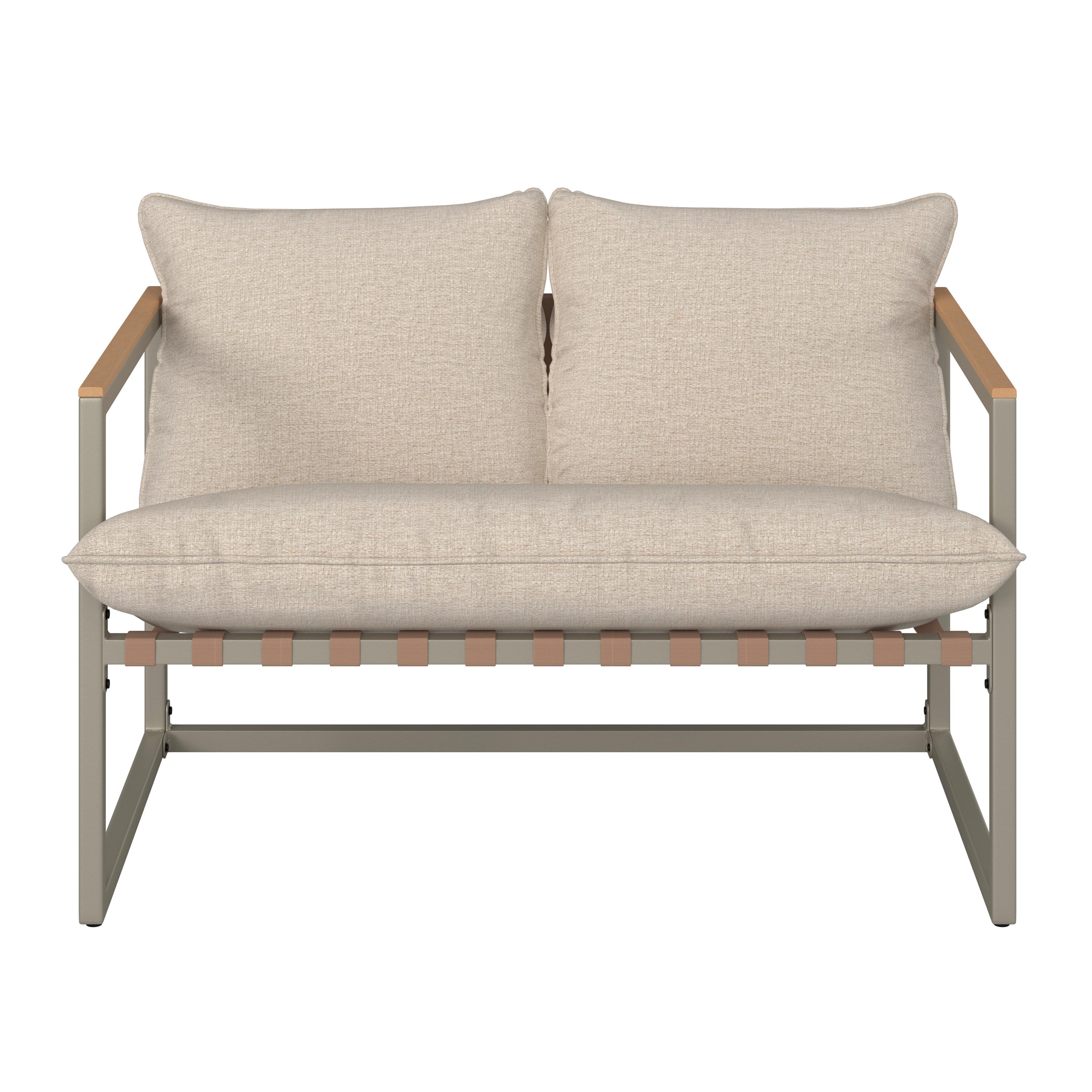 LOUNGEGRUPP LARA - grå/cremefärgad, Modern, metall/glas (114cm) - Bessagi Garden