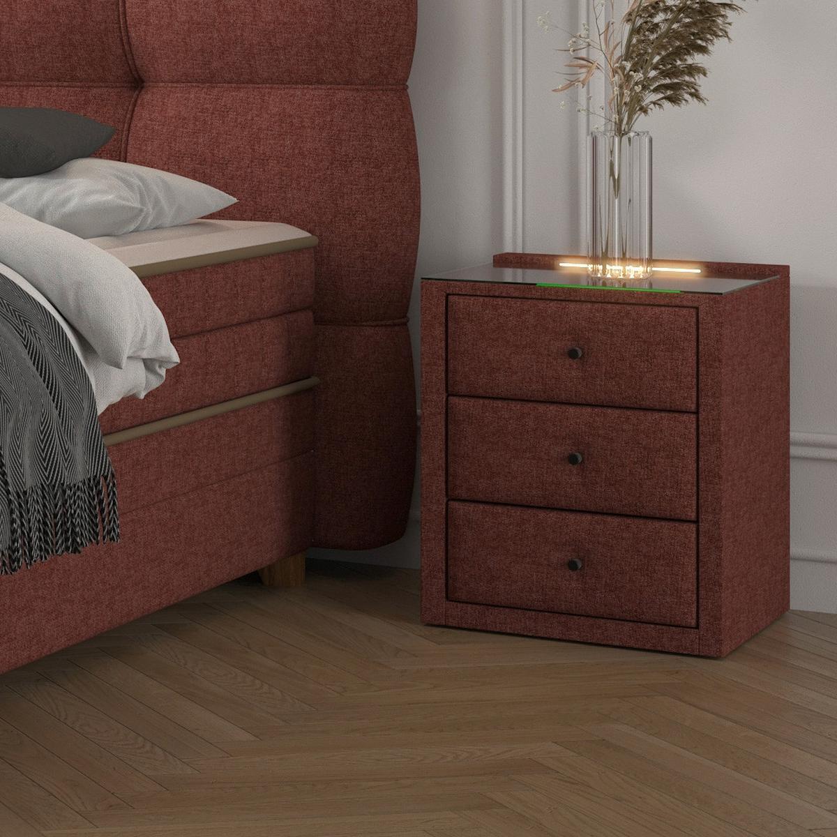 Nachtkästchen Universal Rot - Rot, KONVENTIONELL, Holzwerkstoff/Kunststoff (48/68/45,5cm) - Premium Living