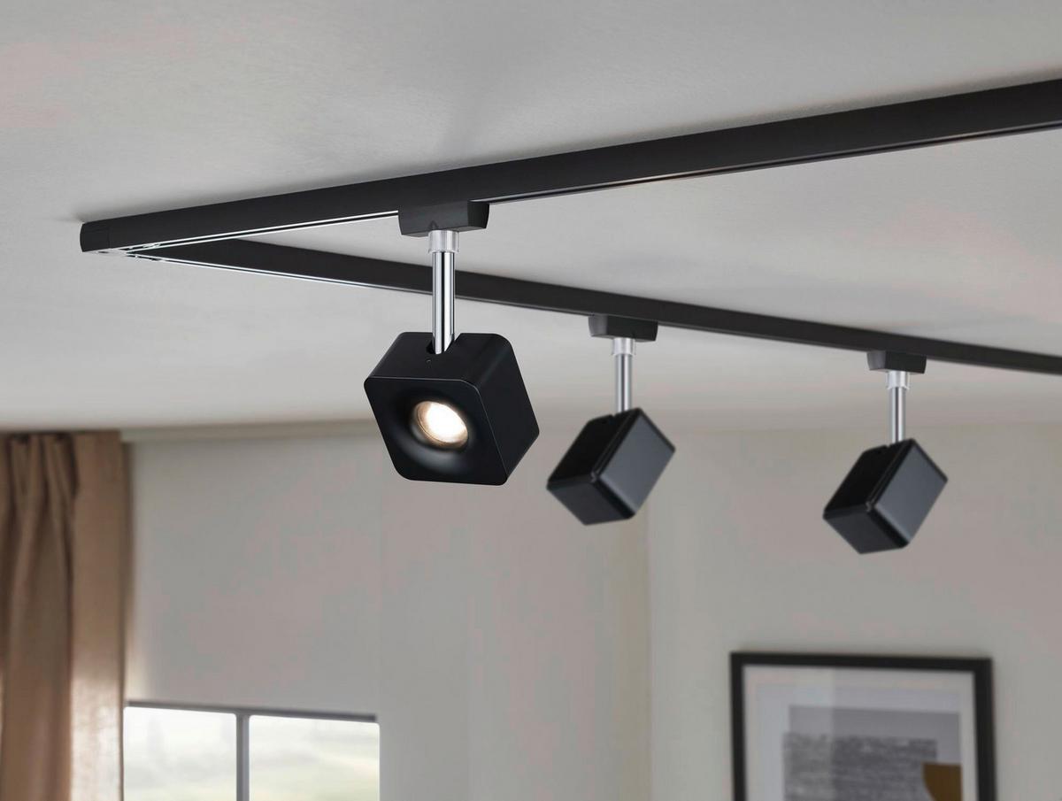 LED-Deckenleuchte Urail Spot Cube max. 8 Watt - Chromfarben/Schwarz, Design, Kunststoff/Metall (7,7/16,5/4,7cm) - Paulmann