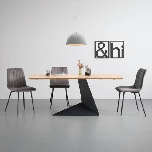 Esstisch Valera in Wildeiche ca. 180x90x74cm - Wildeiche/Schwarz, Design, Holz/Metall (180/90/74cm) - Premium Living