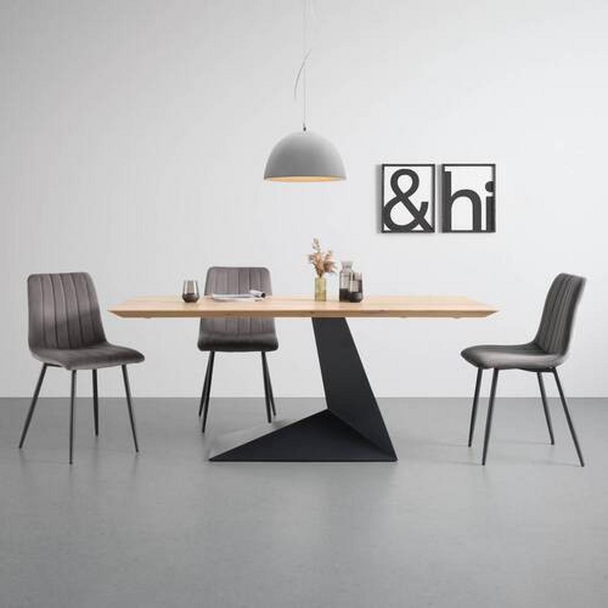 Esstisch Valera in Wildeiche ca. 180x90x74cm - Wildeiche/Schwarz, Design, Holz/Metall (180/90/74cm) - Premium Living