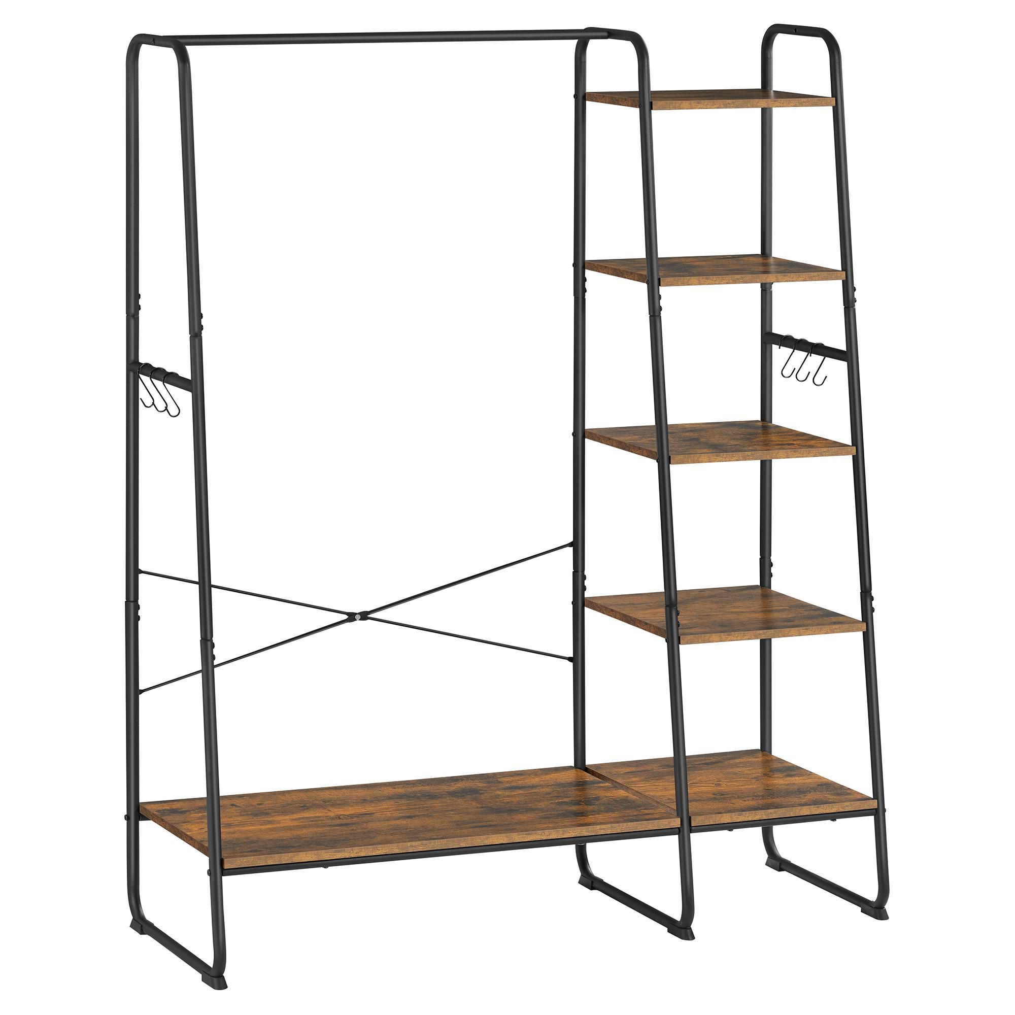 Kleiderständer in Schwarz, Dunkelbraun ca. 120x160x45 cm - Dunkelbraun/Schwarz, Trend, Holzwerkstoff/Metall (120/160/45cm) - MID.YOU