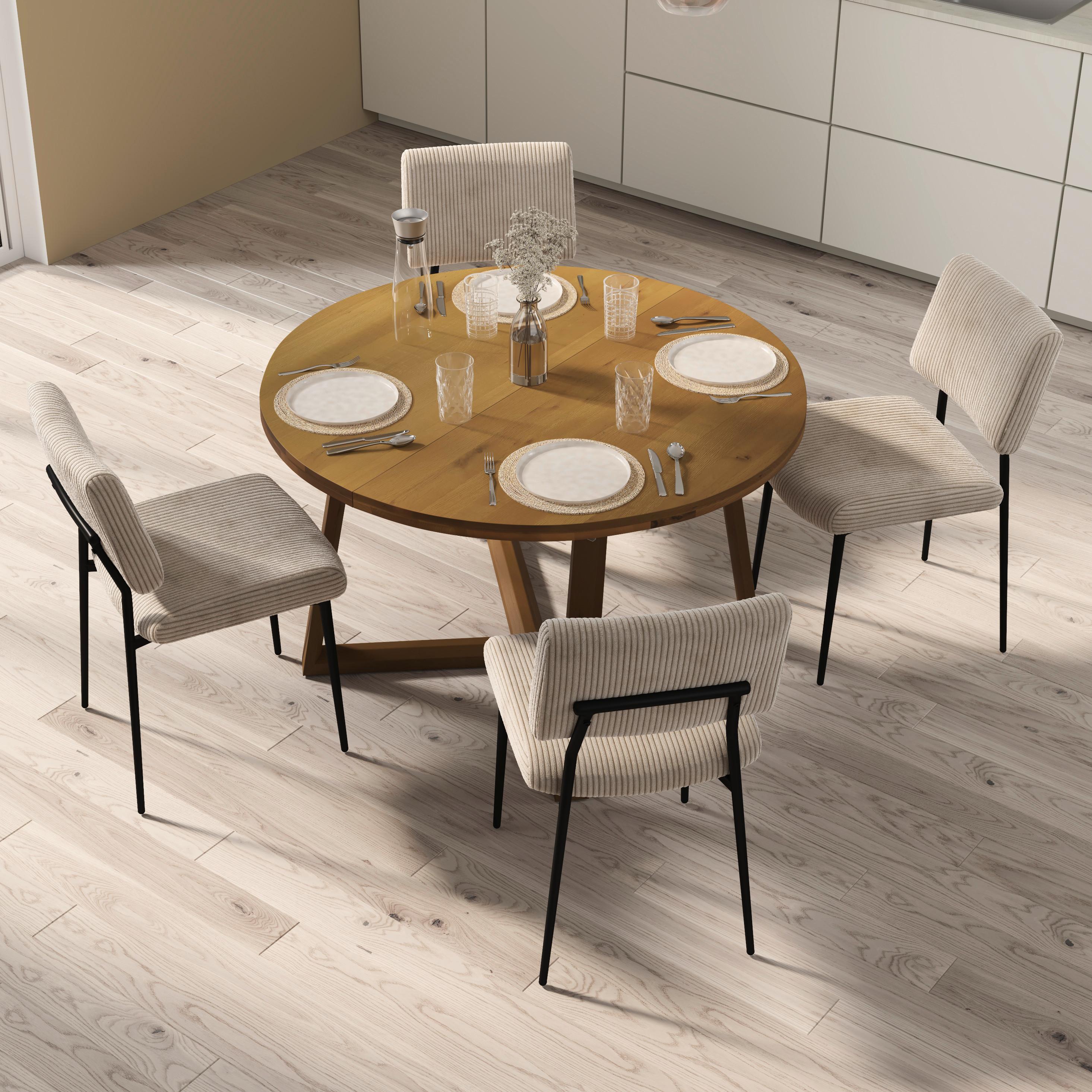 Esstisch Miley in Holz Eiche massiv ca. 120-160x120 cm - Eichefarben, MODERN, Holz (120-160/120/76cm) - Bessagi Home