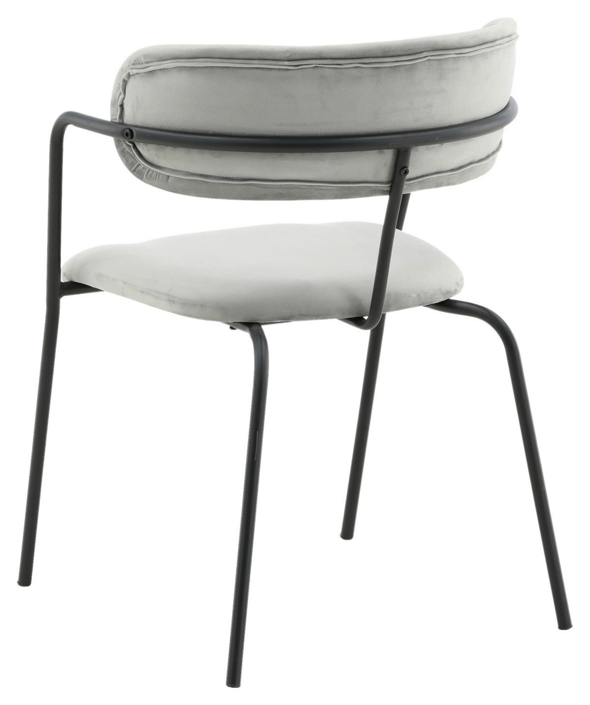 Stuhl-Set Arrow 2er-Set ca. 58x79 cm Samt Grau - Schwarz/Grau, Design, Textil/Metall (58/79/61cm) - Livetastic
