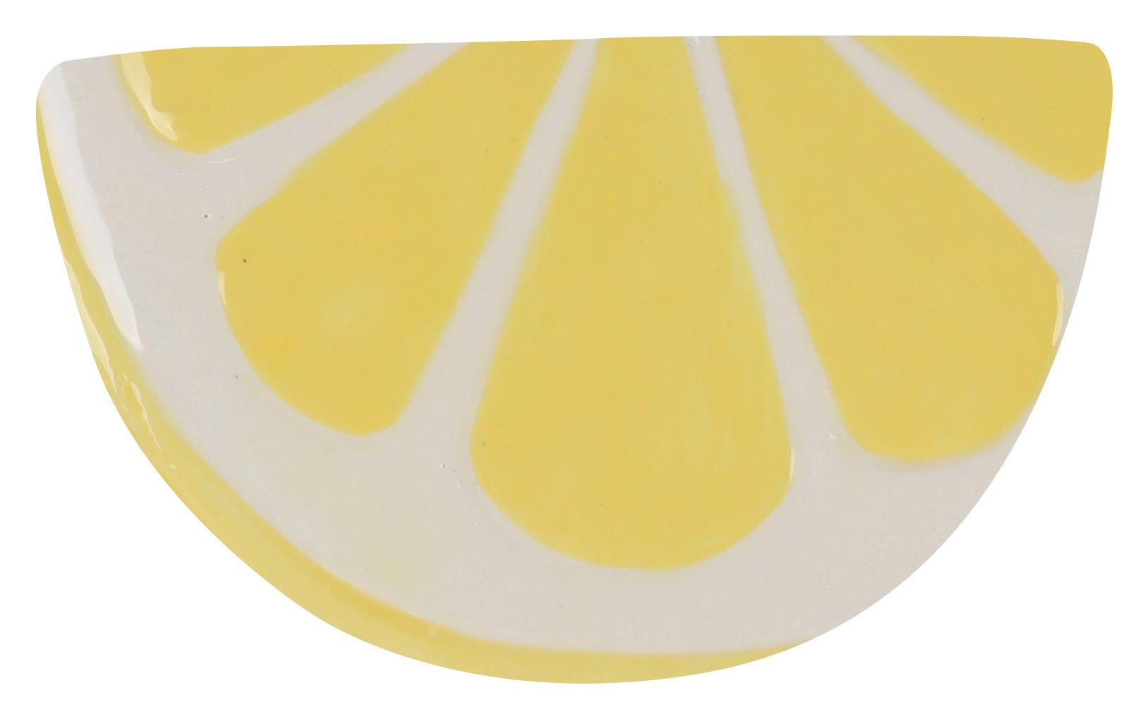 Dekotablett Citron Weiß/Hellgelb - Hellgelb/Weiß, Keramik (12/6,5/7,5cm) - Mömax