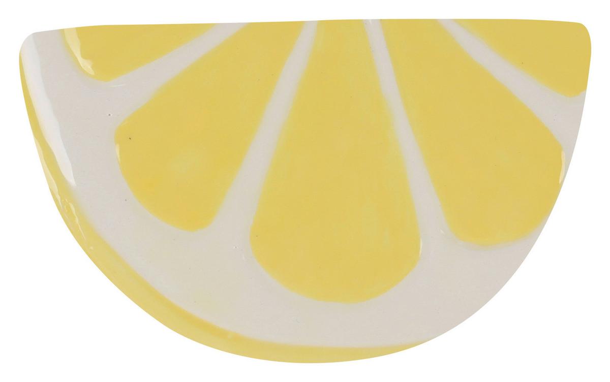 Dekotablett Citron Weiß/Hellgelb - Hellgelb/Weiß, Keramik (12/6,5/7,5cm) - Mömax