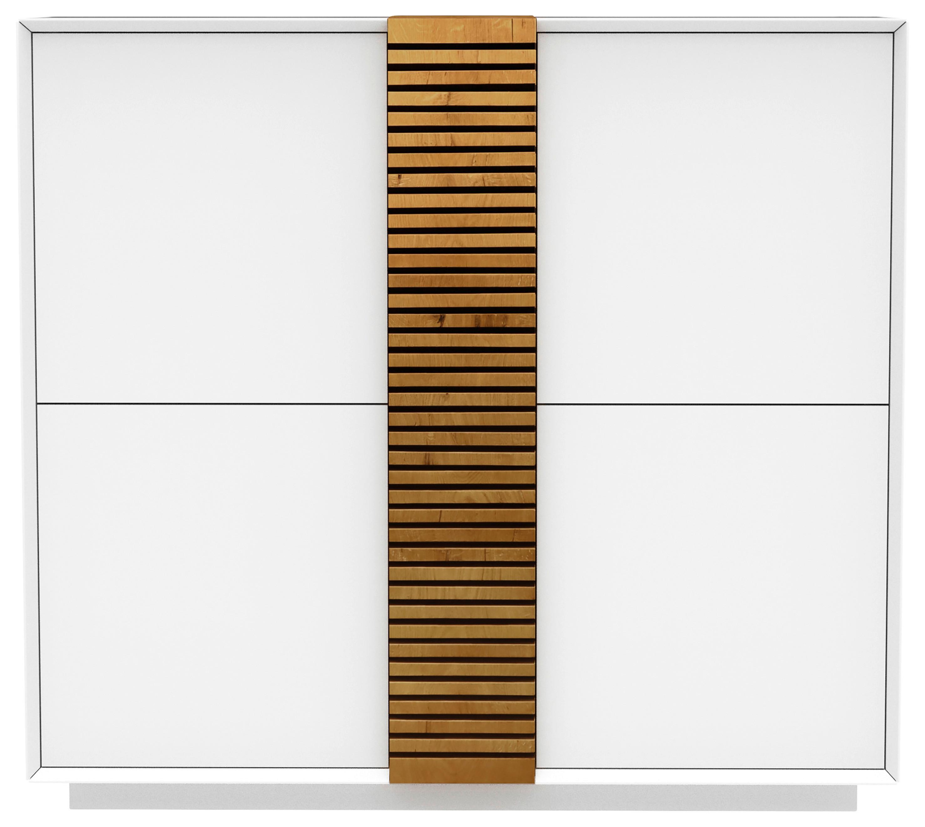 HÖG BYRÅ GIOVANNI - vit/ekfärgad, Modern, trämaterial/trä (120/123/40cm) - Premium Living
