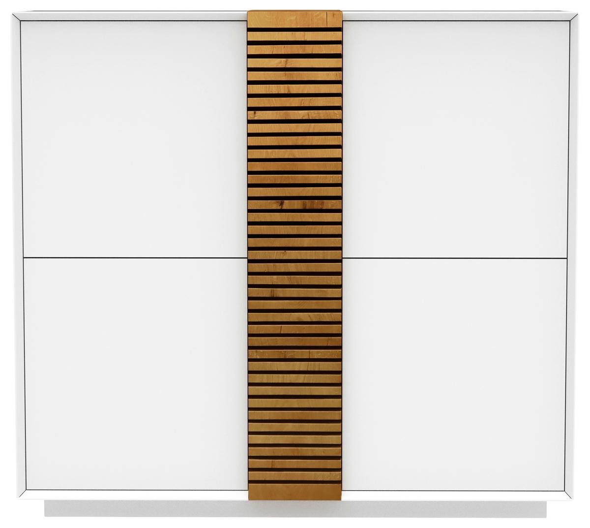 Félmagas Szekrény Giovanni - tölgyfa színű/fehér, Modern, faalapú anyag/fa (120/123/40cm) - Premium Living