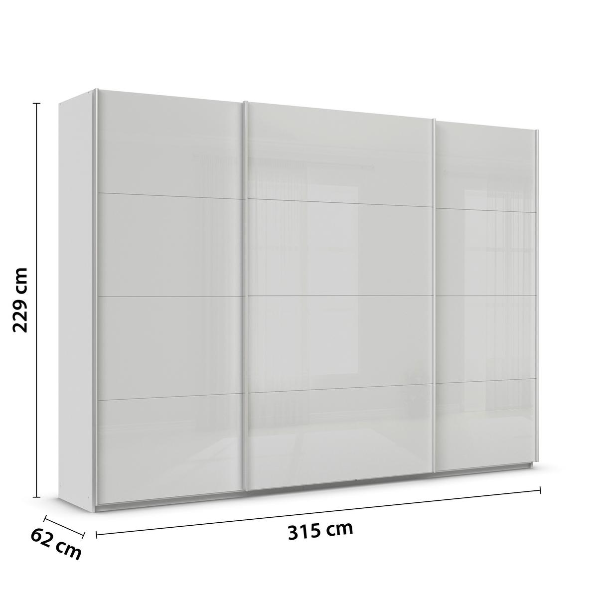 DULAP USI CULISANTE FELDKIRCH - gri deschis/gri lucios intens, Modern, sticlă/material pe bază de lemn (315/229/62cm)