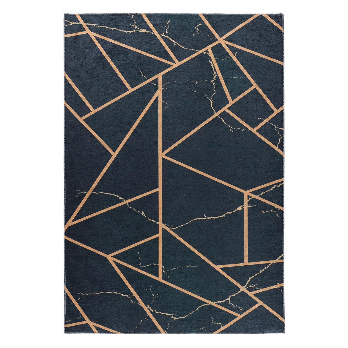 Webteppich Modern Gold in Schwarz ca. 80x150cm - Goldfarben/Schwarz, MODERN, Textil (80/150cm)