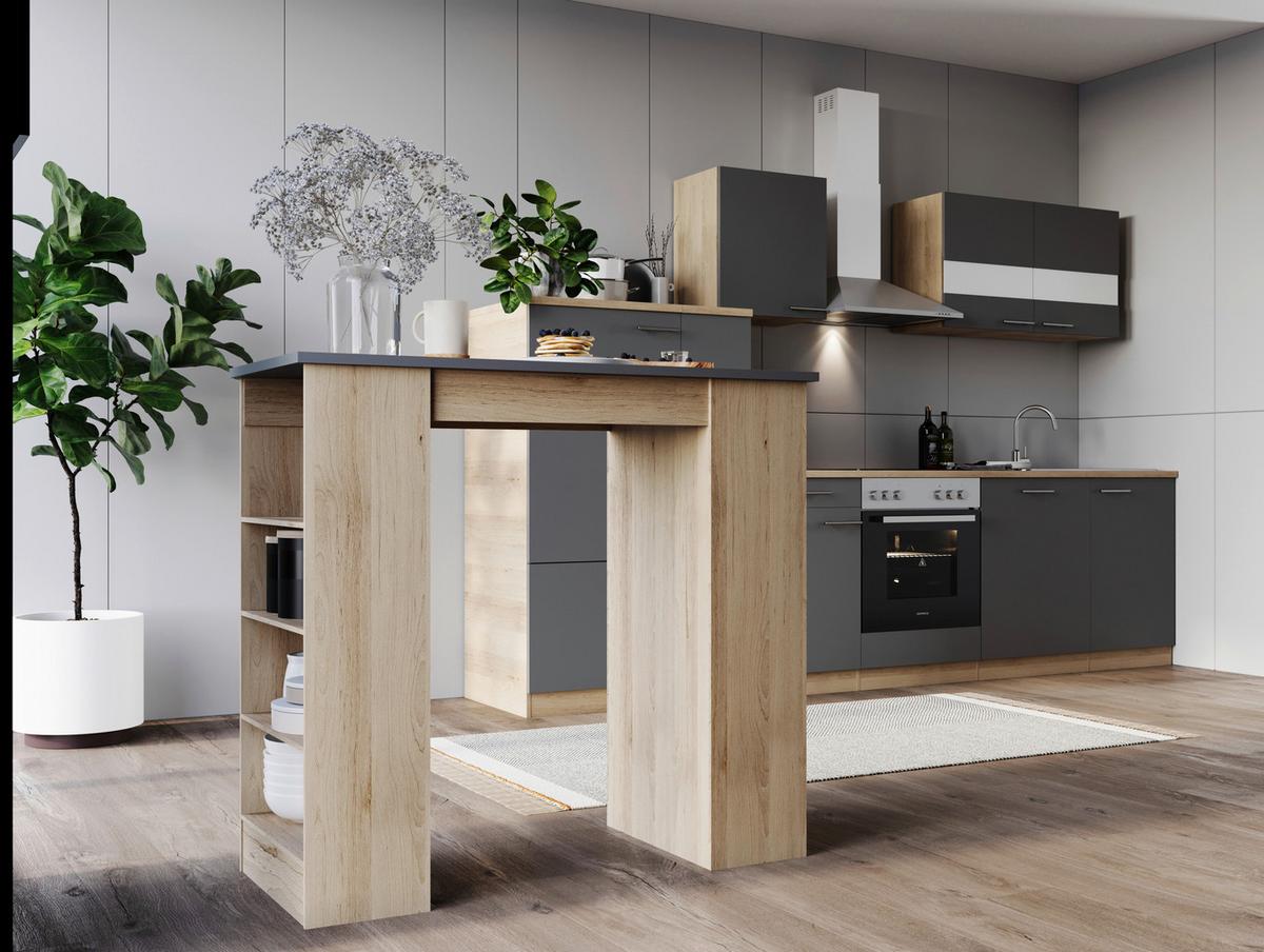 Barska Miza Merle, Barva Hrasta, Siva, 103x50cm - siva/barve hrasta, Design, leseni material (103/50/115cm) - Respekta