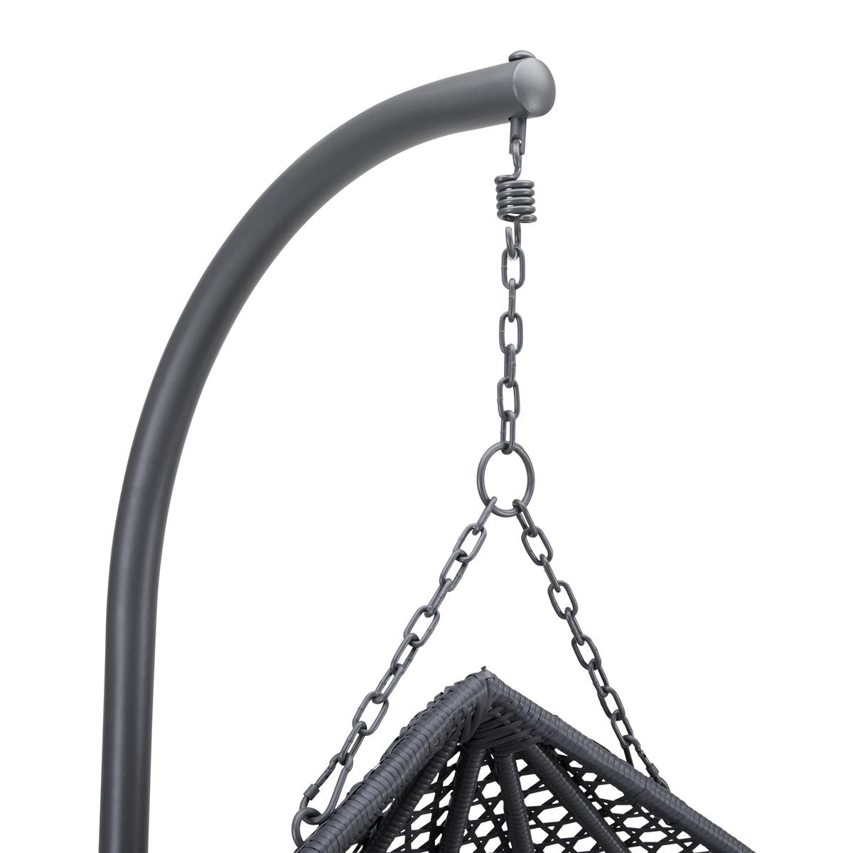 Hängesessel BARI Dunkelgrau, Kissen Grau - Dunkelgrau/Grau, Modern, Kunststoff/Textil (130/201/116cm) - Bessagi Garden