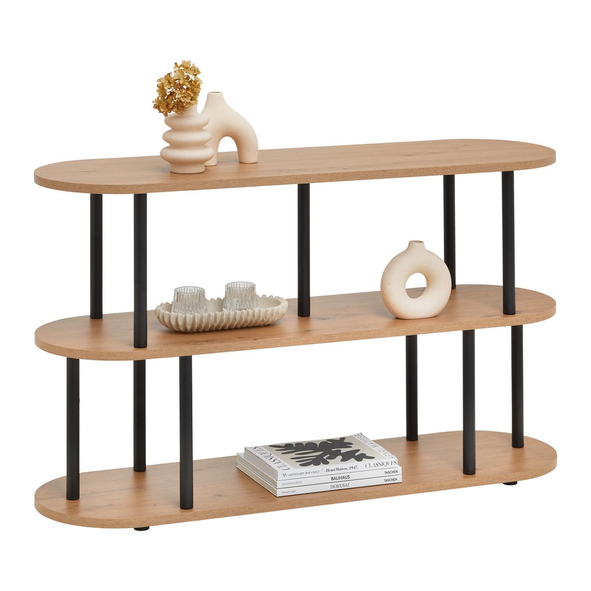 Polica Nimo - hrast Artisan/crna, Moderno, drvni materijal/metal (110/66/32cm) - Modern Living