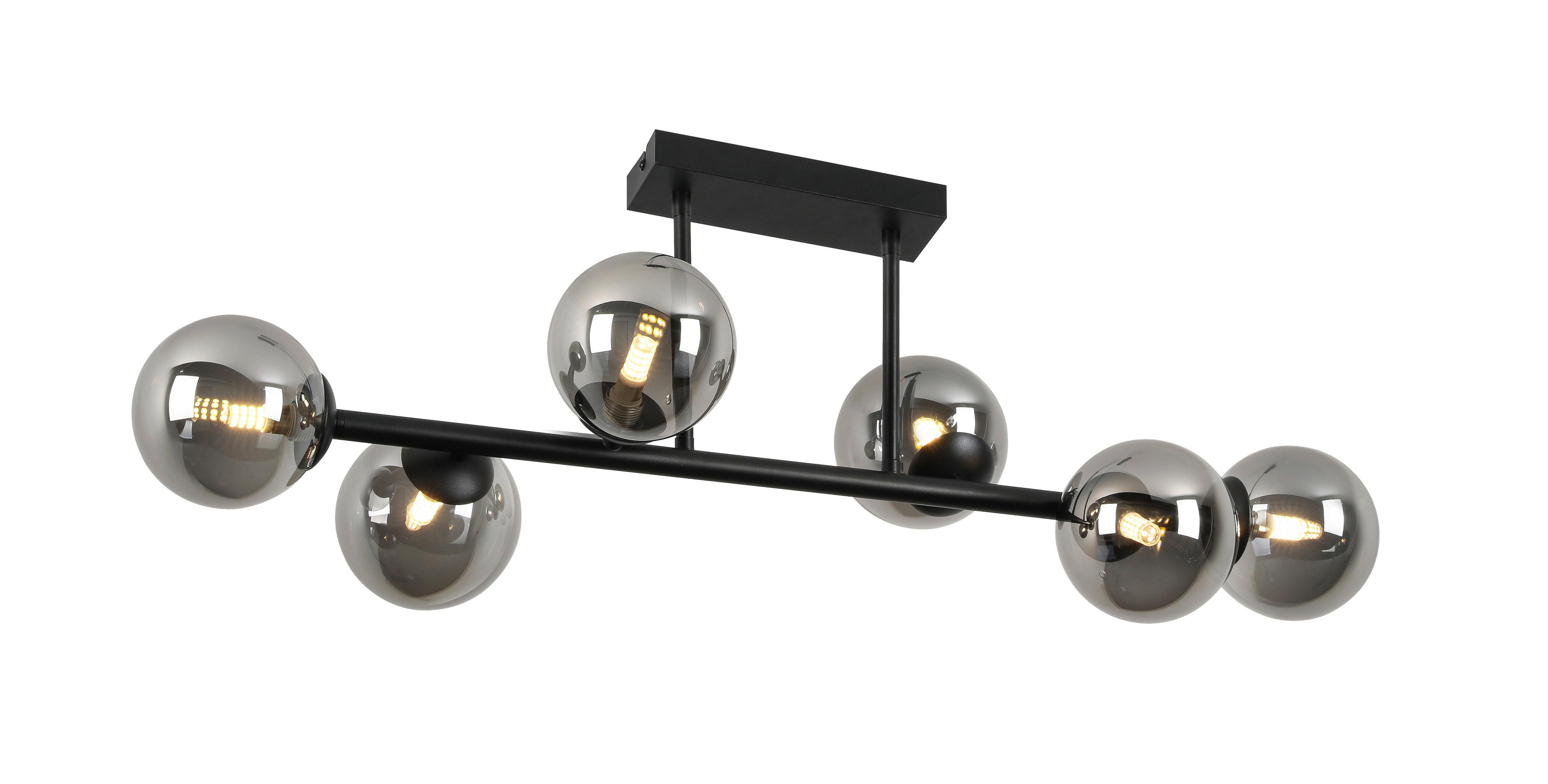 TAKLAMPA LISIB - kromfärg/svart, Modern, metall/glas (85/28/27cm) - Mömax