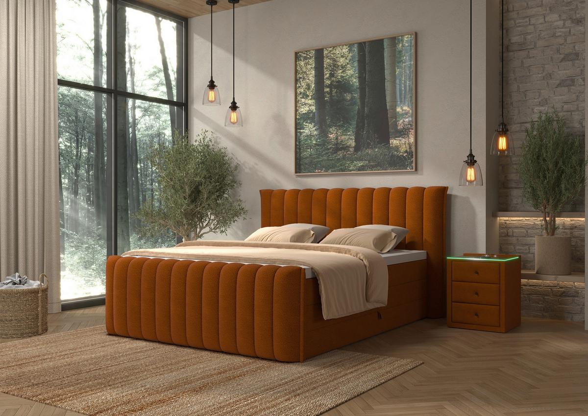 PAT BOXSPRING LINA - ruginiu, Konventionell, plastic/lemn (200/220cm) - Premium Living