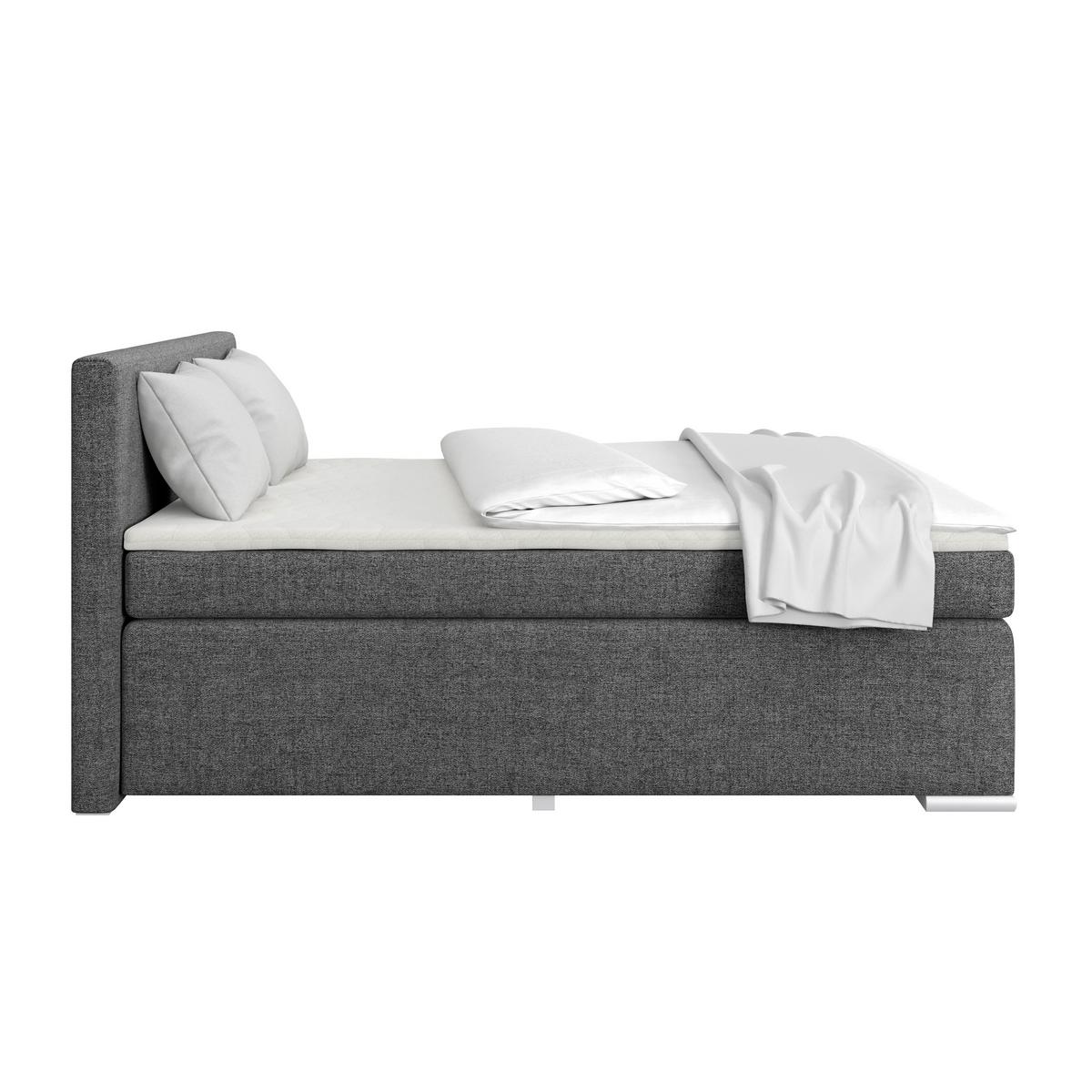 Boxspring Krevet Mira 1 - boje grafita/boje aluminija, Basics, tekstil/plastika (160/200cm)