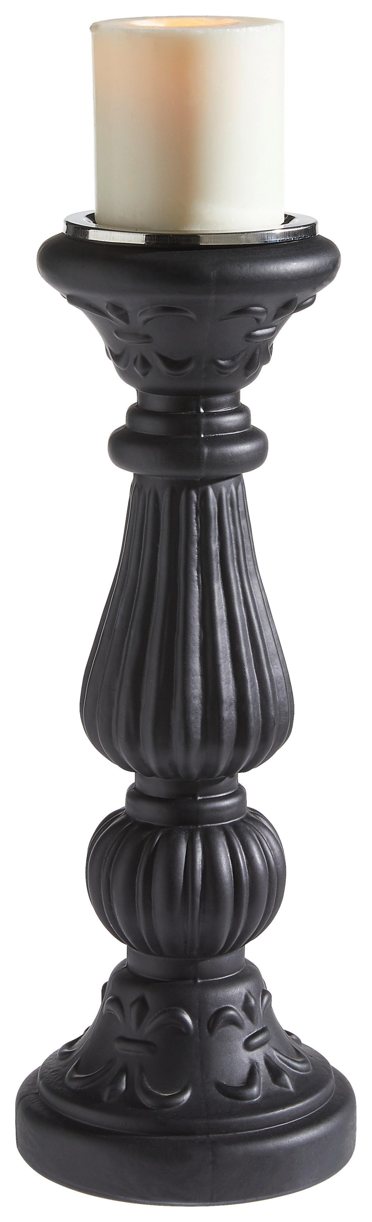 ŚWIECZNIK 89356 - czarny, Trend, szkło (14/14/38cm) - X-Mas