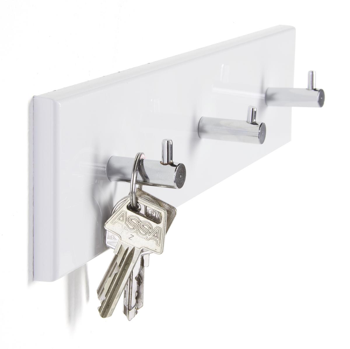 Wandgarderobe Weiss Hochglanz - Chromfarben/Weiss, Konventionell, Holzwerkstoff/Metall (34/8/5cm) - Mömax