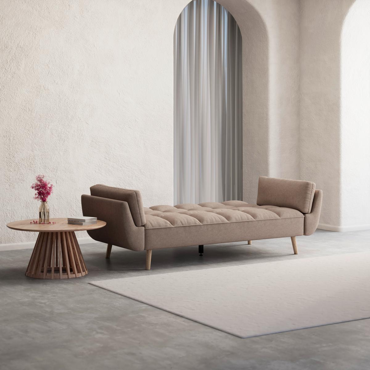 Kanapéágy Cora - barna, Modern, textil/fa (214/92/81cm) - Bessagi Home