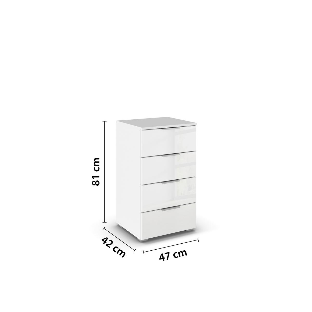 Nachtkästchen Mars 4L-Glas Weiß - Alufarben/Weiß, KONVENTIONELL, Glas/Holzwerkstoff (47/81/42cm) - Mömax