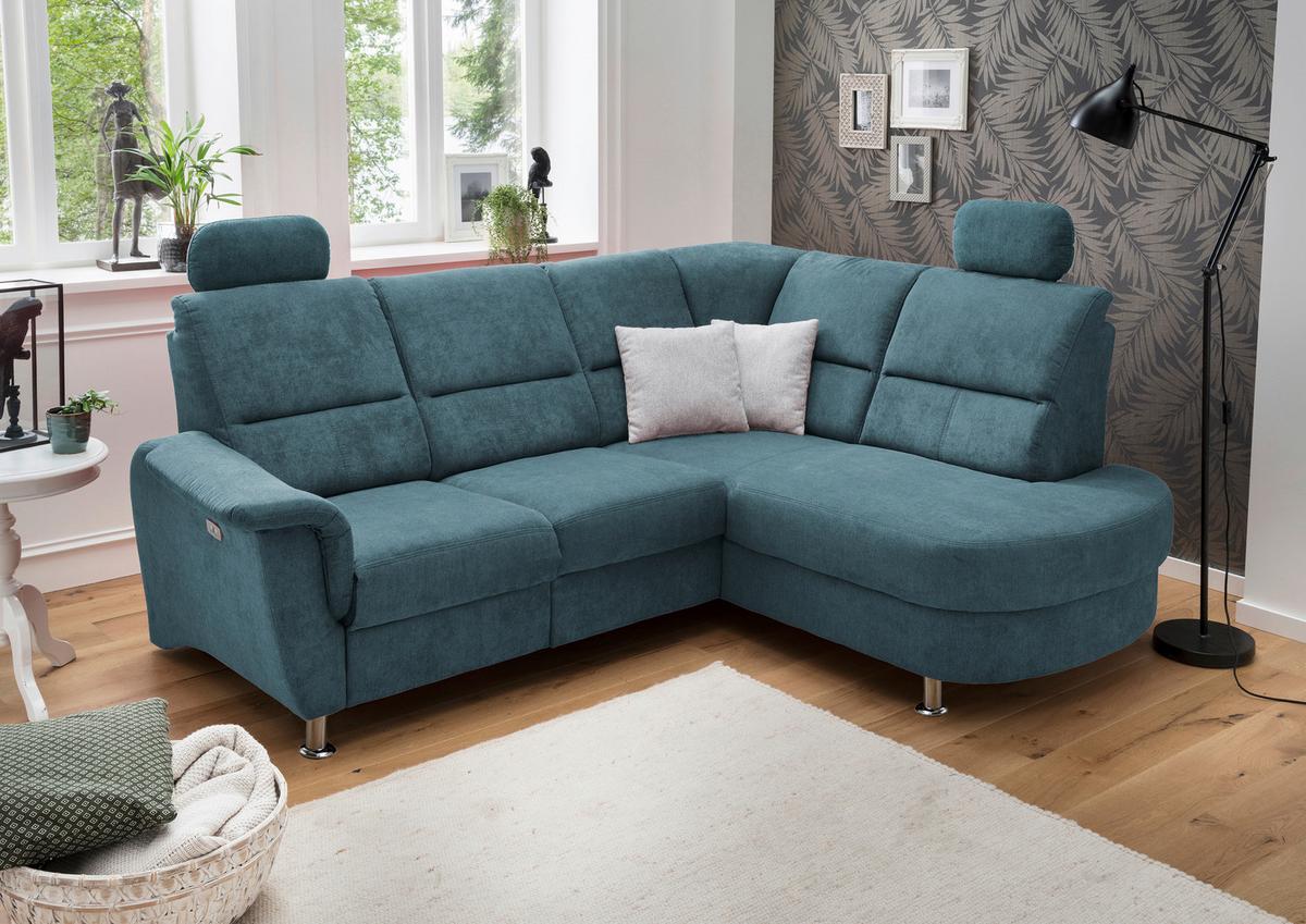 Wohnlandschaft Parole Hellblau Mikrofaser - Chromfarben, KONVENTIONELL, Textil/Metall (231/184cm) - Livetastic