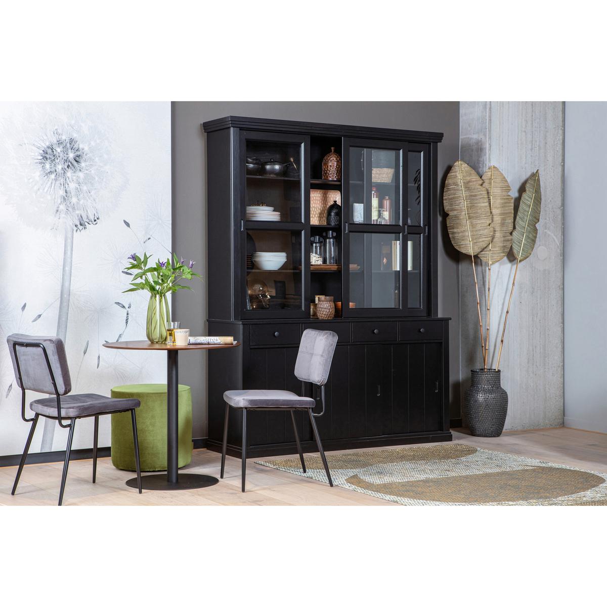 Vitrine Lagos Schwarz - Schwarz, Design, Glas/Holz (166/214/48cm) - Livetastic