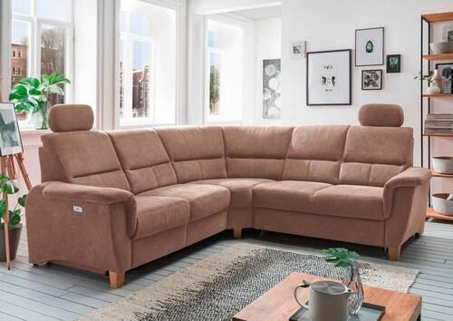 Wohnlandschaft Parole Hellbraun Struktur - Hellbraun/Wildeiche, KONVENTIONELL, Holz/Textil (241/238cm) - Livetastic