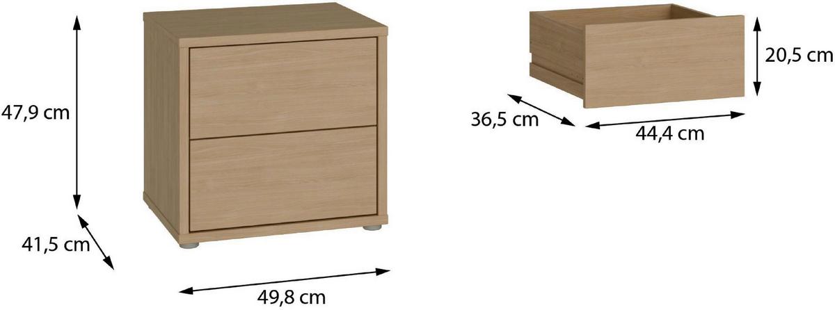 Nočna Omarica Alice, Barva Hrasta - srebrne barve/barve hrasta, Trend, umetna masa/leseni material (50/48/42cm) - Carryhome