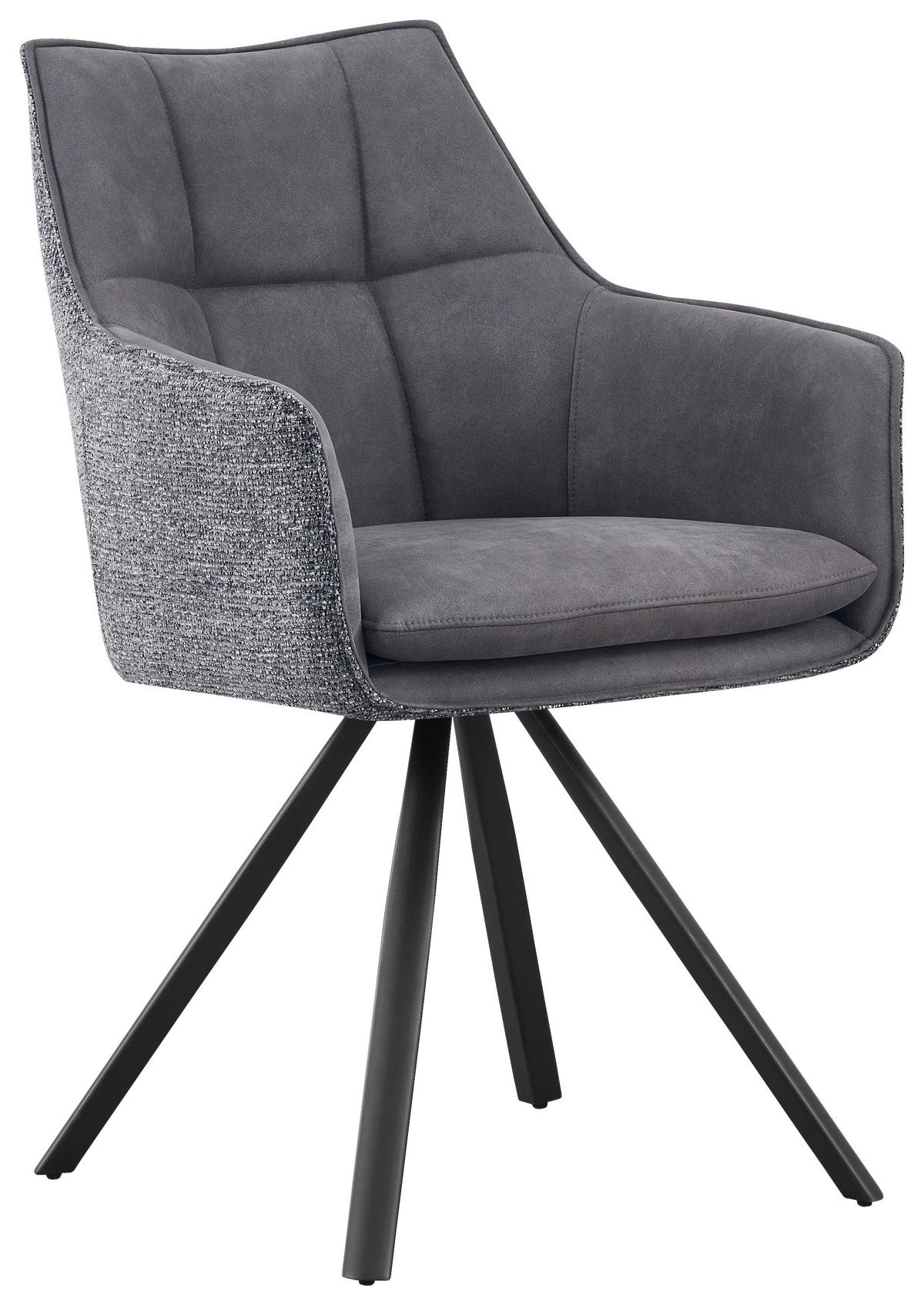 Armlehnstuhl Marian Grau ca. 56x89x61cm - Schwarz/Grau, Design, Holz/Textil (56/89/61cm) - Mömax